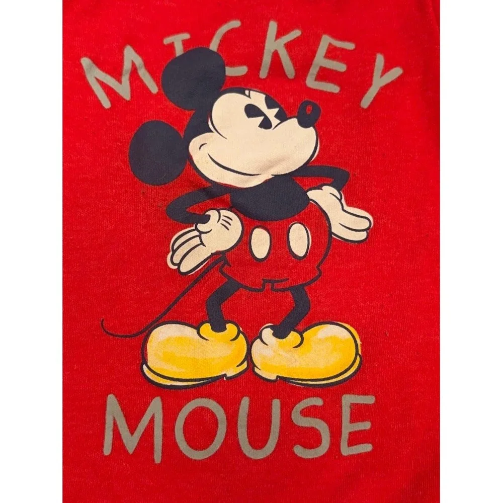 Disney Baby Mickey Mouse Red Short Sleeve Bodysuit 0-3M Graphic Print V0656